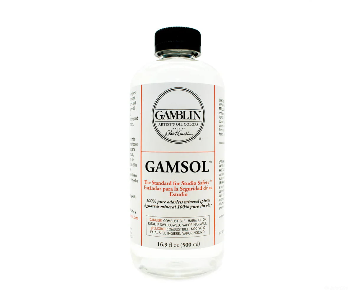 Gamblin Gamsol 100% Pure Odorless Mineral Spirits - Track Cleaner - 500ml / 16.9 oz Paint