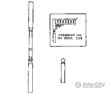 Grandt Line Products 3528 Turned Wood Porch Post & Ball Newell Set Scratch Building Supplies