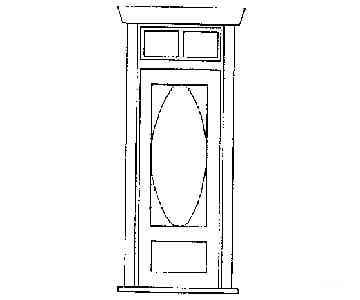 Grandt Line Products 3605 Residence Door -- With Oval Window/Frame/Transom Scratch Building Supplies