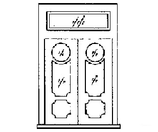 Grandt Line Products 5109 Door -- Two-Lite Double W/Frame & Transom; Pkg(3) Detailing Parts