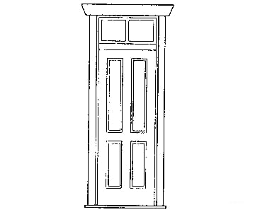 Grandt Line Products 3603 Station/House Door -- With Frame & Transom Scratch Building Supplies