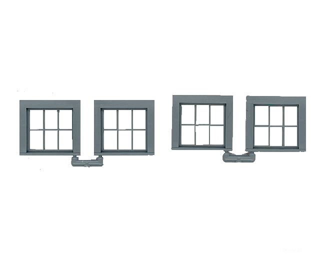 Grandt Line Products 3761 Windows -- Single-Sash 6-Light 30 X 28’ Pkg(4) Scratch Building Supplies