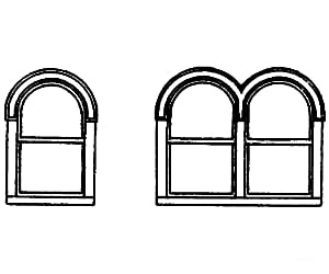Grandt Line Products 3746 Roundtop Windows -- 2 Sets: Two-Pane Single And Four-Pane Double Scratch