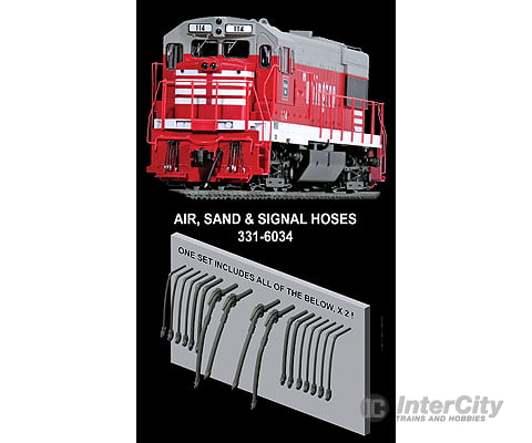 Hi - Tech Details Ho 6034 Diesel Locomotive Rubber Mu & Brake Hose Set - - 16 Pieces Parts