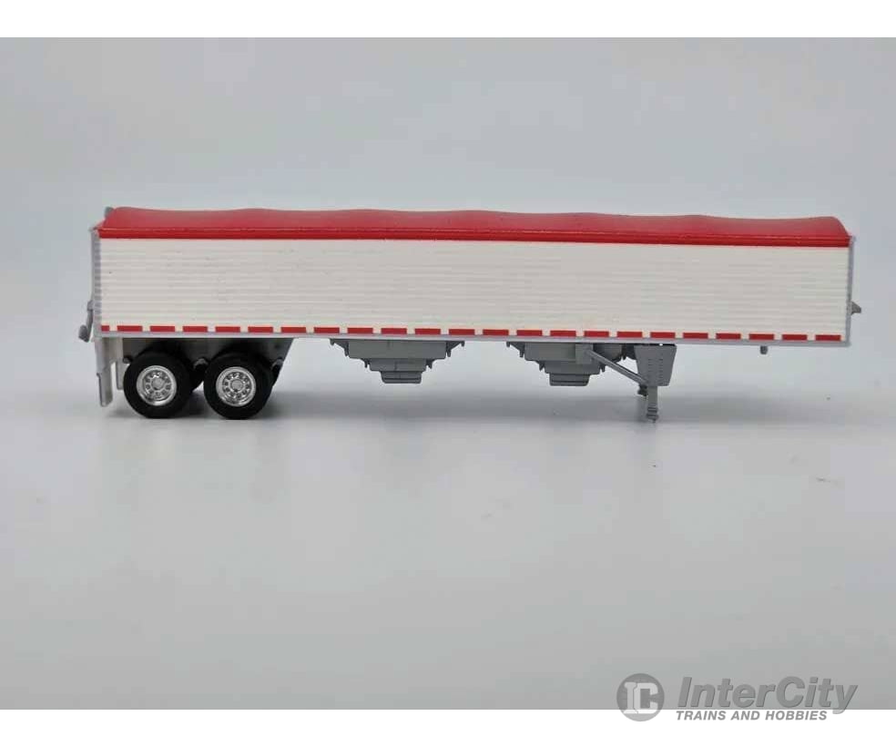 HO Logistics Replicas HO 468 39’ Covered Grain Trailer - Assembled - White with Red Tarp Cars & Trucks