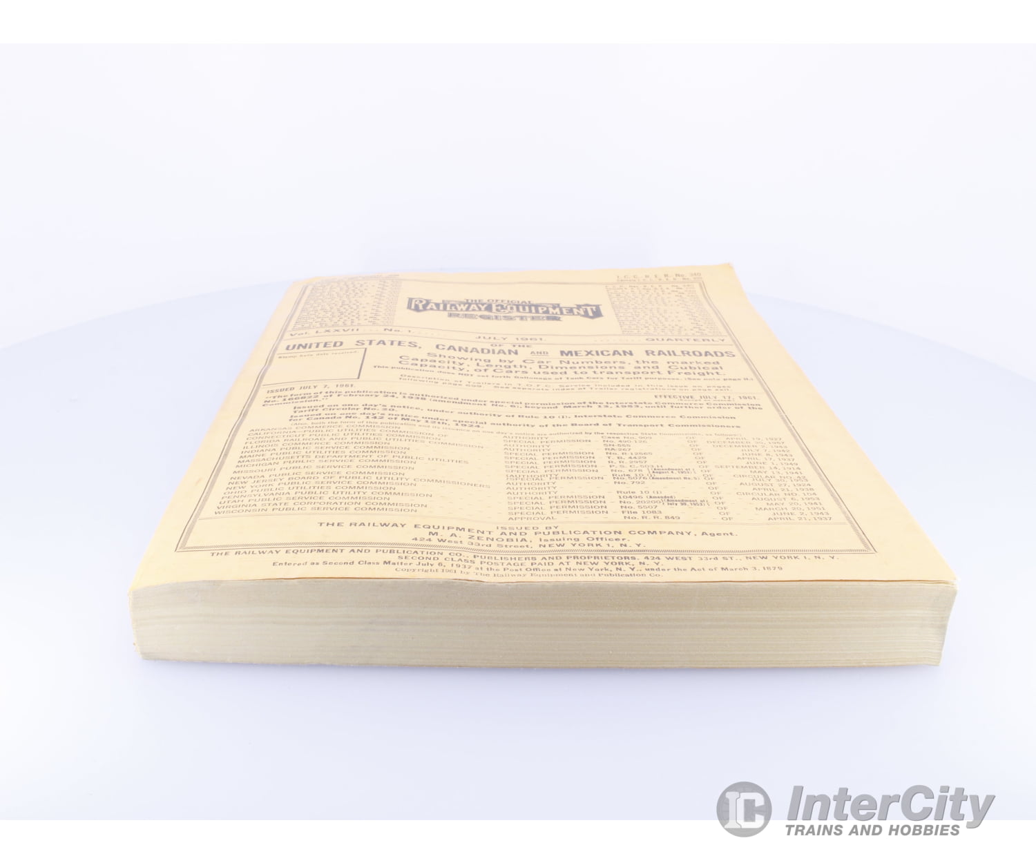 ICC RER TORER The Official Railway Equipment Register Volume 1 July 1961 Books
