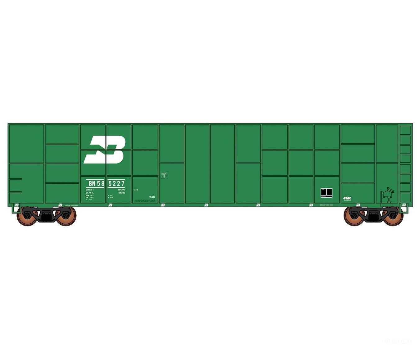 Intermountain HO 4523002 Gunderson-FMC Exterior-Post Wood Chip Gondola - Burlington Northern (1990s Scheme Cascade