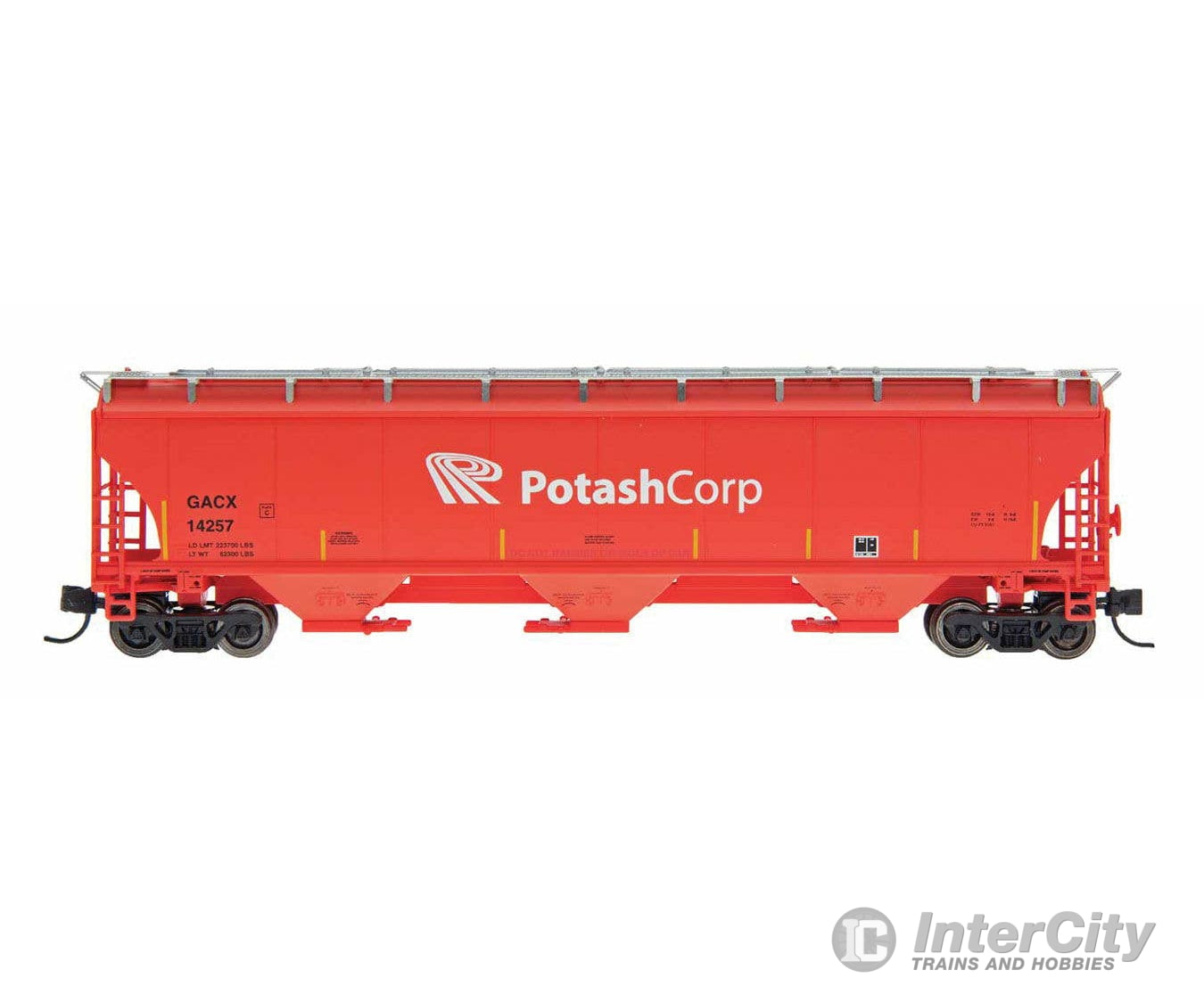 Intermountain HO 472117 Trinity 5161 Cubic Foot Covered Hopper - Potash Corp. (salmon white P Logo & Lettering) Freight