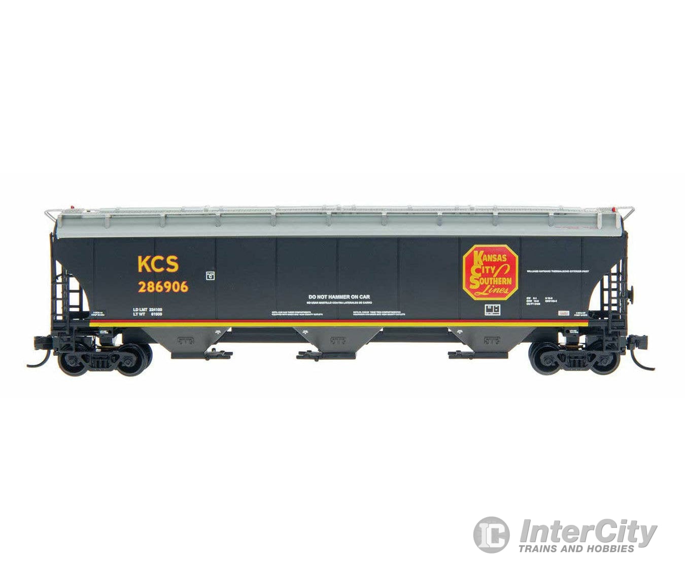 Intermountain HO 472137 Trinity 5161 Cubic Foot Covered Hopper - Kansas City Southern (black red gray yellow) Freight