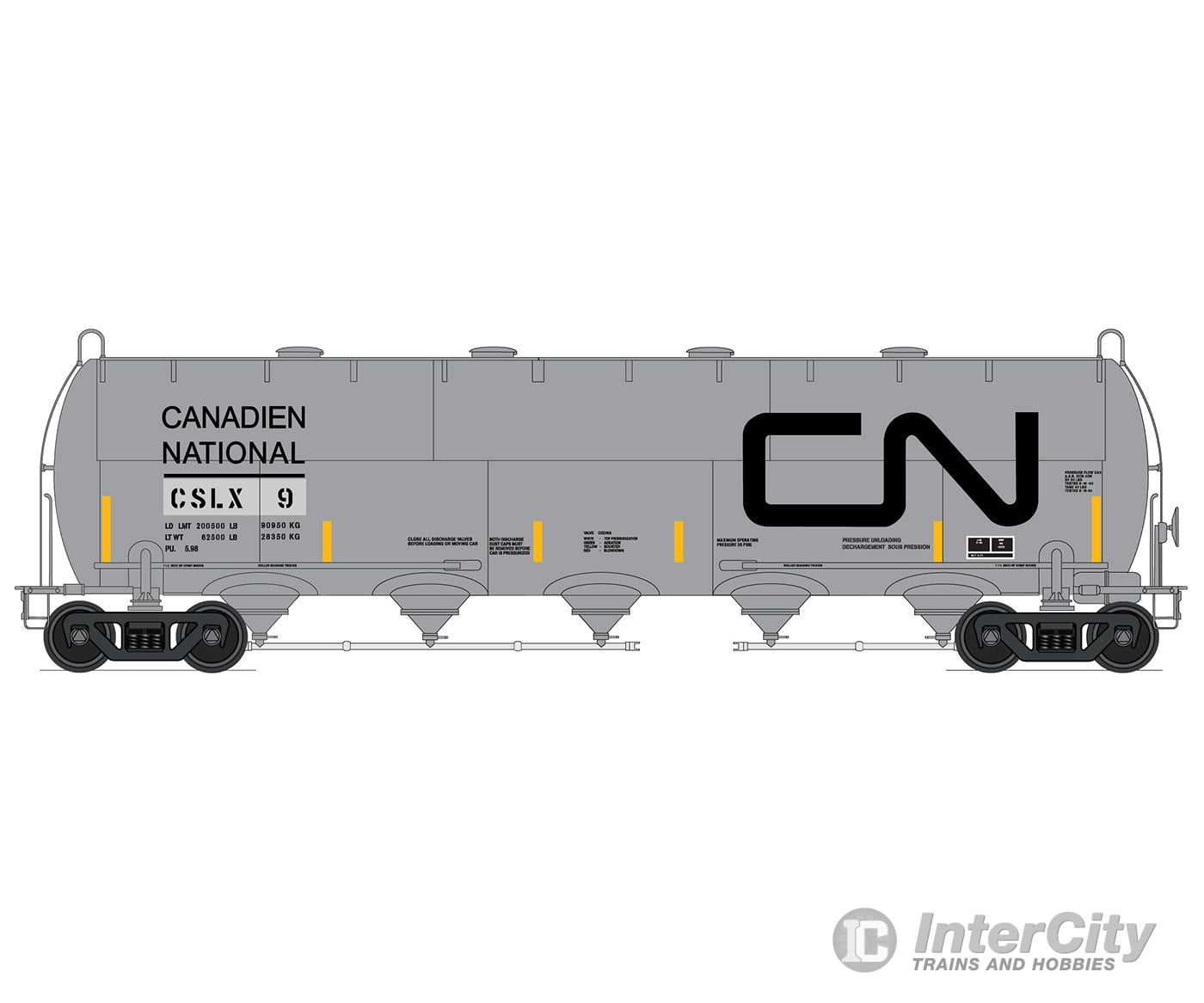 Intermountain HO 48912 Procor Pressure-Flow Hopper - Holcim Canada Ex-CN (gray Noodle Logo & Lettering) Freight Cars