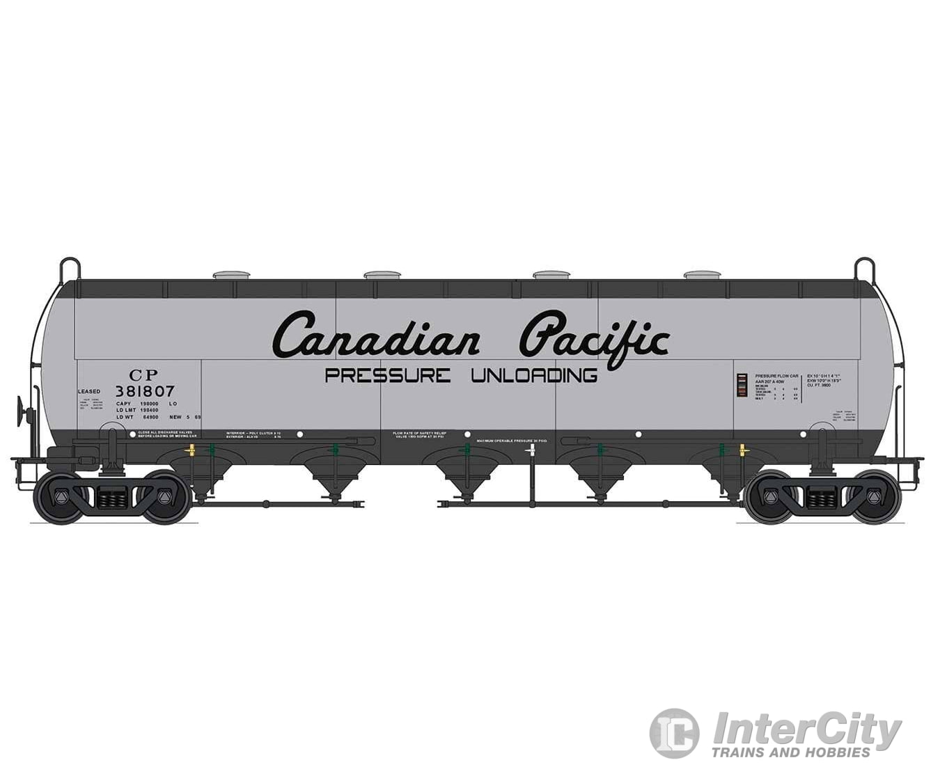 Intermountain HO 48914 Procor Pressure-Flow Hopper - Canadian Pacific (gray black Script Lettering) Freight Cars