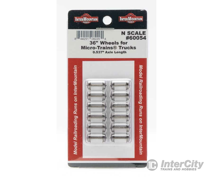 Intermountain N 60054 Metal Wheelsets - - 36’ Diameter.537 Axle Length For Mtl Trucks - 12 Axles