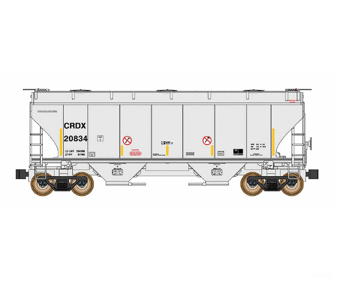 Intermountain N 669005 Trinity 3281 2-Bay Covered Hopper - Ready to Run - Chicago Rail Leasing CRDX (gray yellow