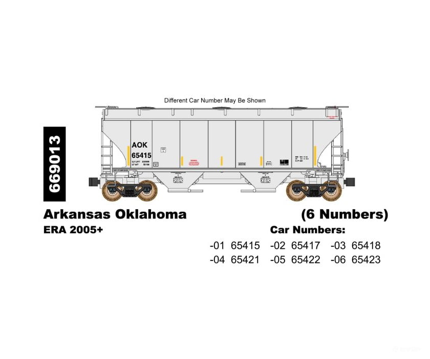 Intermountain N 669013 Trinity 3281 Covered Hopper Arkansas Oklahoma AOK (Assort. Road #s) Freight Cars