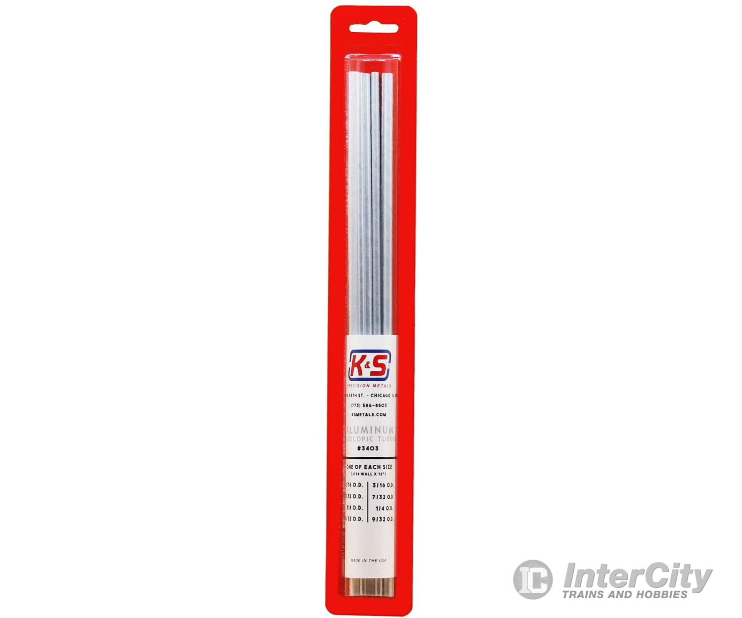 K&S Metals 3403 Alumi. Telesopic Tubing (.014 Wall X 12) 8Pcs (1/16 - 9/32 O.d.) Brass & Metal