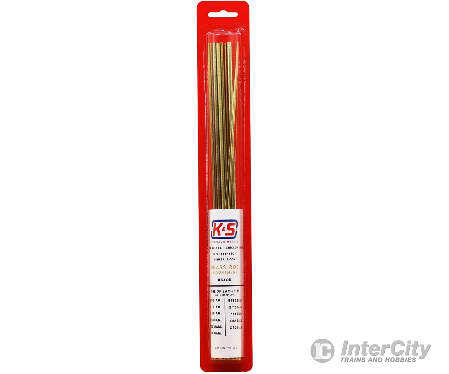K&S Metals 3405 Round Brass Rods .020 1/32 3/64 1/16 3/32 1/8 5/32 3/16.114.081.072 & Metal