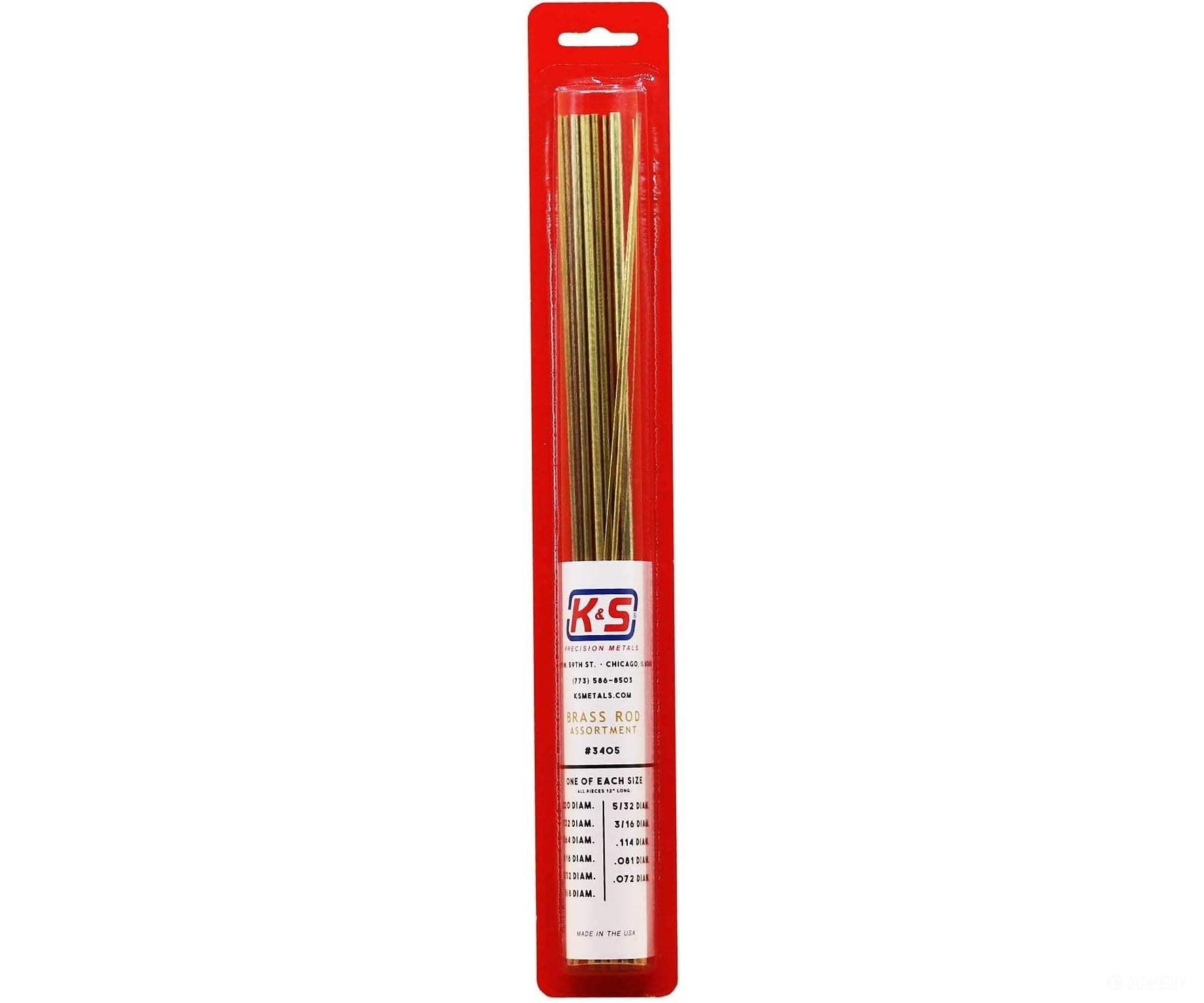 K&S Metals 3405 Round Brass Rods .020 1/32 3/64 1/16 3/32 1/8 5/32 3/16.114.081.072 & Metal