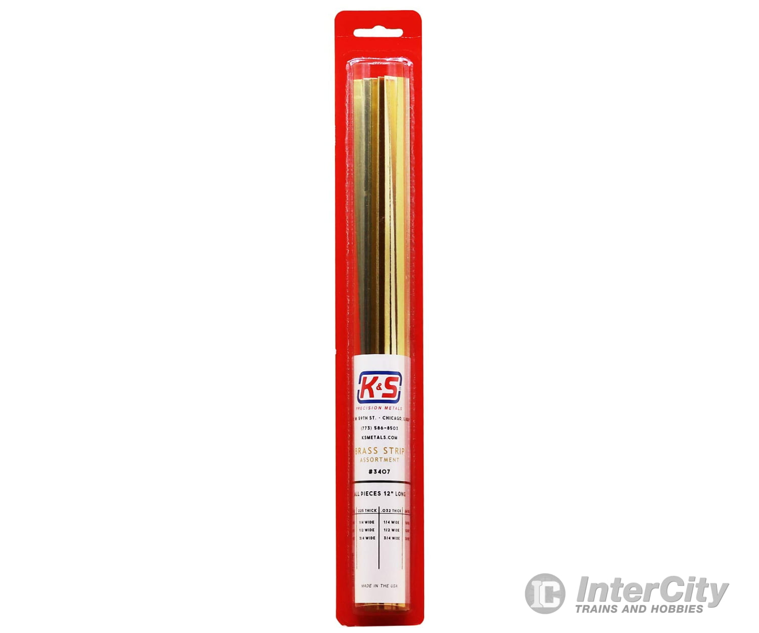 K&S Metals 3407 Brass Strips .016/.025/.032/.064 Thick: 1/4 1/2 3/4 & Metal