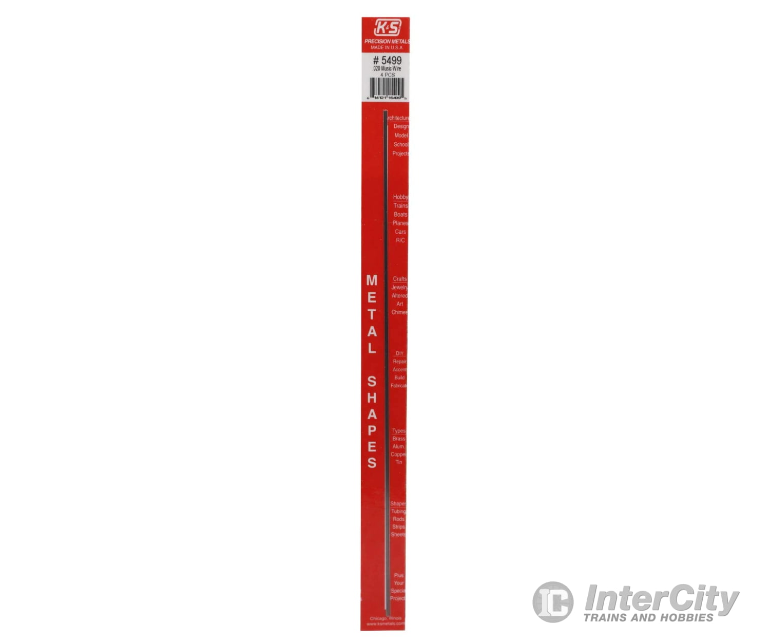 K&S Metals 5499 .020 Dia Music Wire - 12 (4Pcs) Brass & Metal