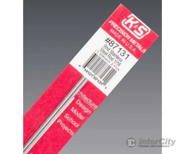 K&S Metals 87131 1/16 Round Stainless Rod (2/Card) Brass & Metal