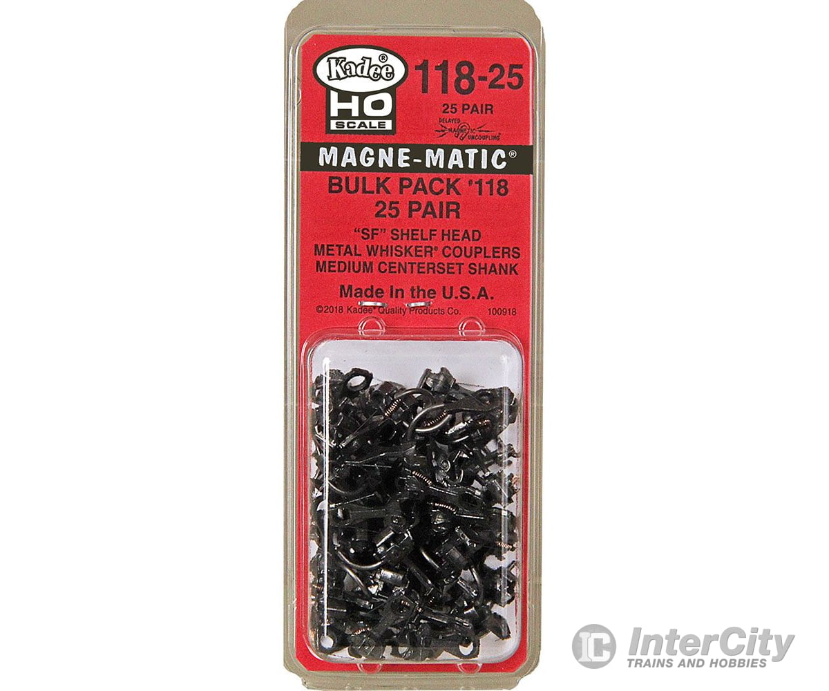 Kadee 11825 #118-25 Bulk Pack - 25 Pairs #118 Sf Shelf Whisker Metal Couplers -- Medium (9/32)