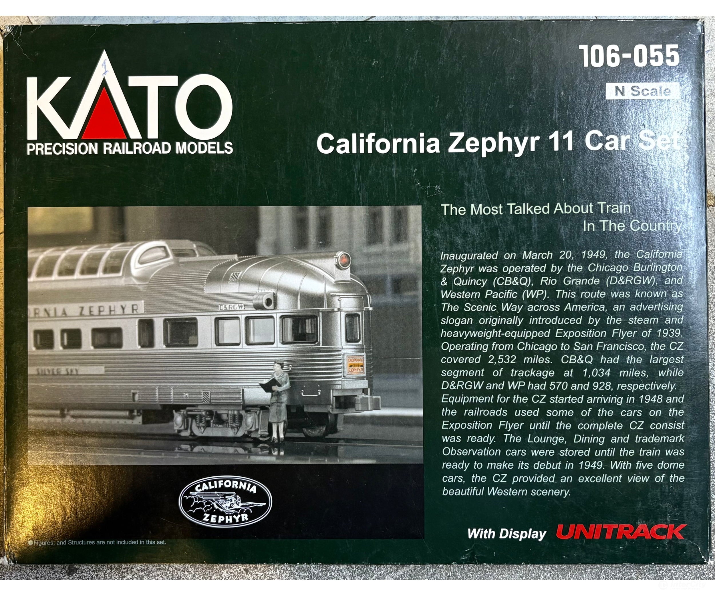 Kato 106-055 N California Zephyr 11 Car Set No Unitrack - Passenger Cars