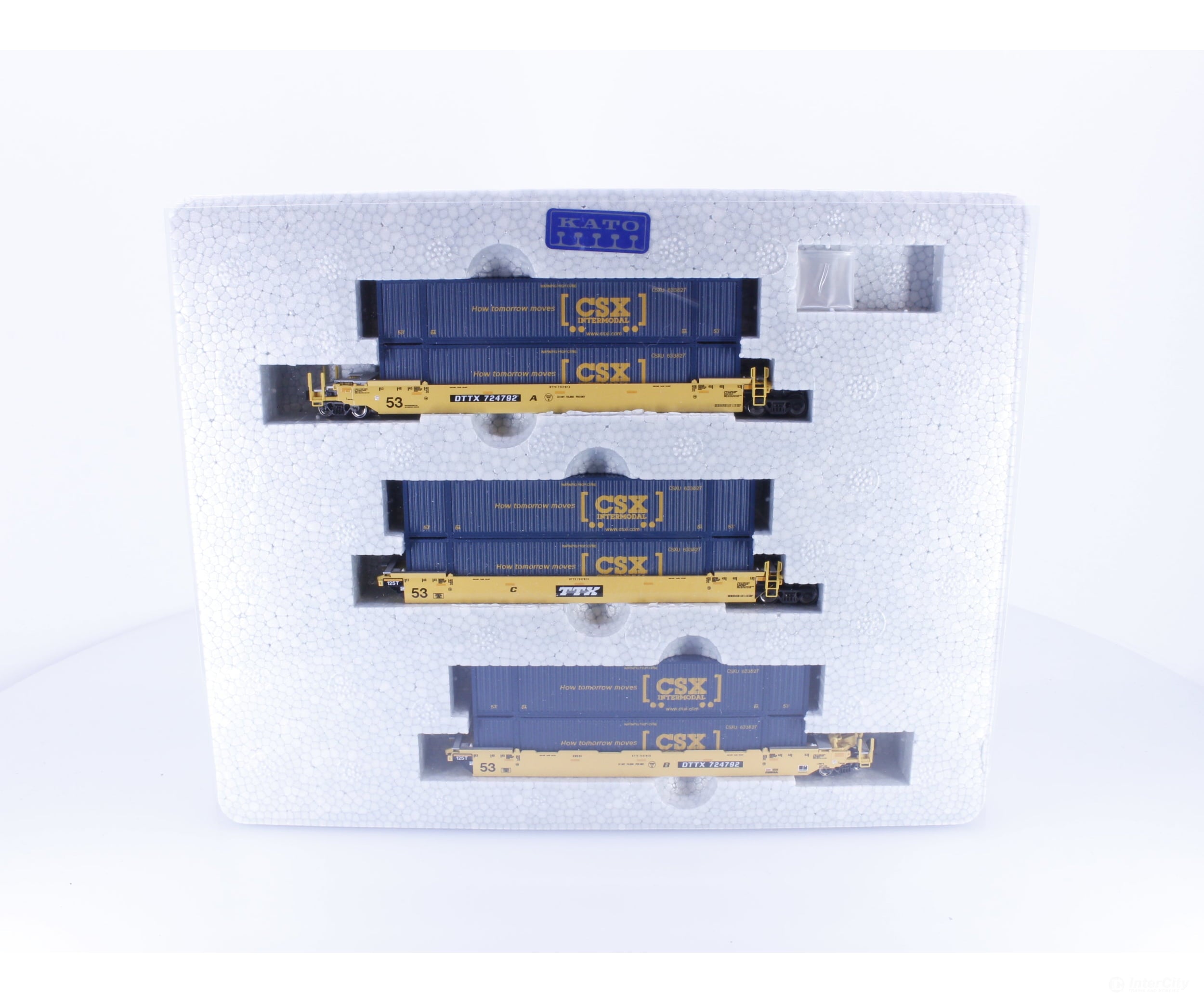 Kato 106-6175 N Gunderson Maxi-IV Double Stack Cars 3 Pack CSX (CSX) 724792 Freight Cars