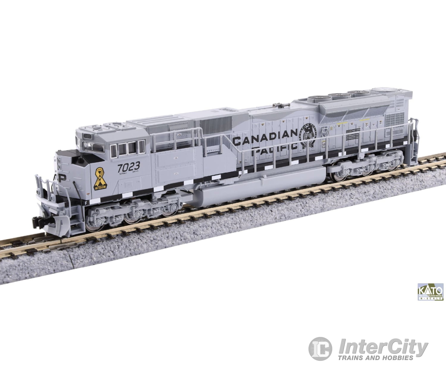 Kato 176-8544 N Canadian Pacific SD70ACu #7023 Air Force 2-Tone Grey Military Series Locomotives