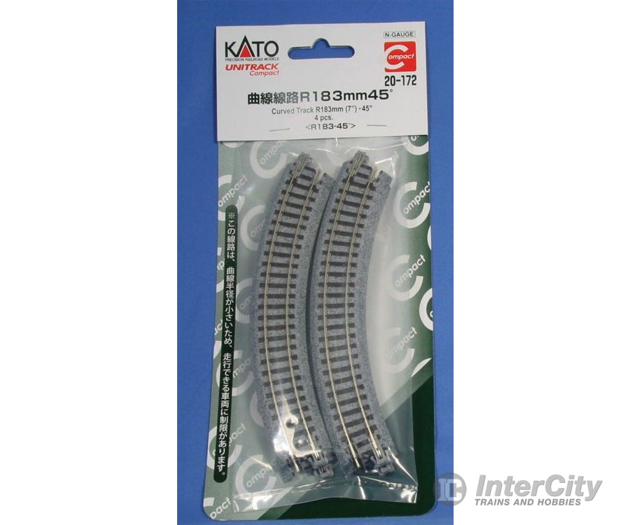 Kato 20172 Unitrack Roadbed Track -- 7" 18.3cm 45-Degree Curve pkg(4) (Need 8 Pieces for a Complete Circle) - Default Title (IC-381-20172)