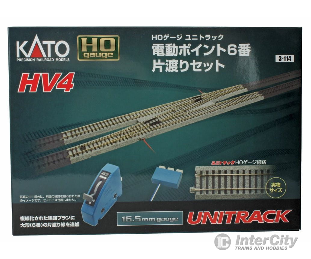 Kato 3114 Unitrack HV4 Crossover Set -- With Remote Control #6 Turnouts - Default Title (IC-381-3114)
