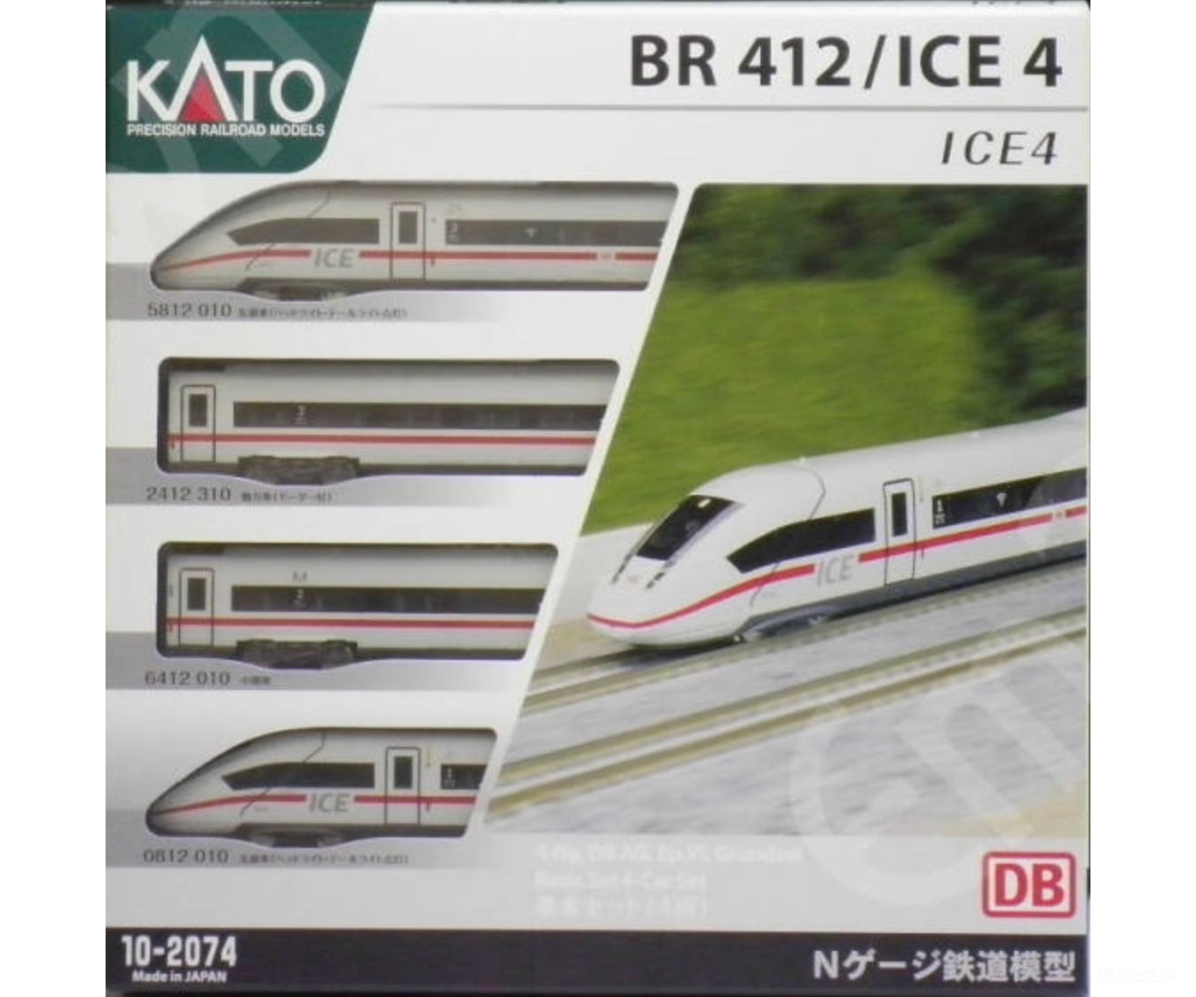 Kato N 102074 DB ICE 4 BR412 High Speed Train 4-Pc Base Set - DC Analog - Starter & Train Sets