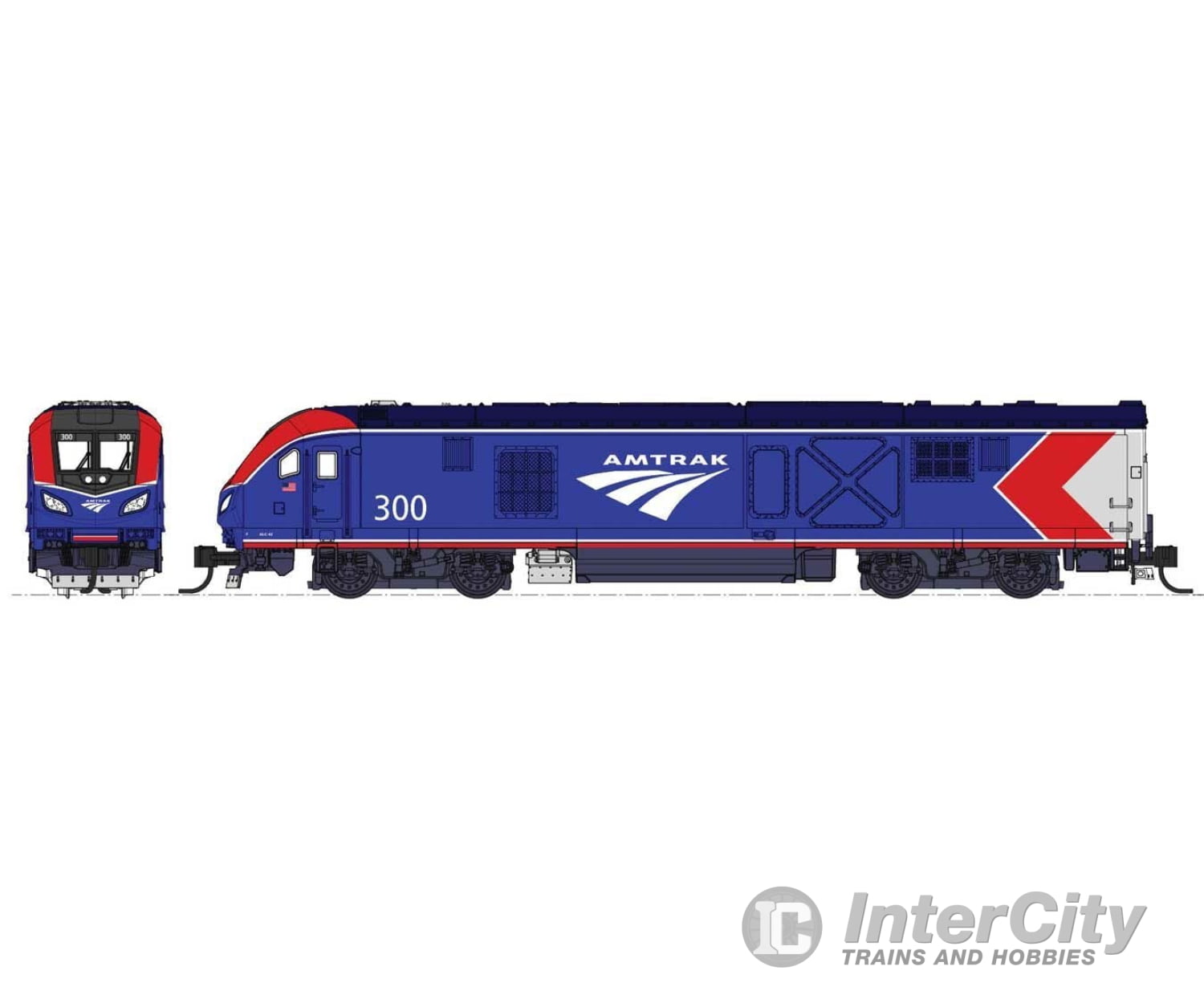 Kato N 1060019 Siemens ALC-42 Charger & 3 Cars Starter Set - Standard DC -- Amtrak #302, Sleeper, Coach, Coach-Baggage, Unitrack Oval, Power Pack - Default Title (CH-381-1060019)