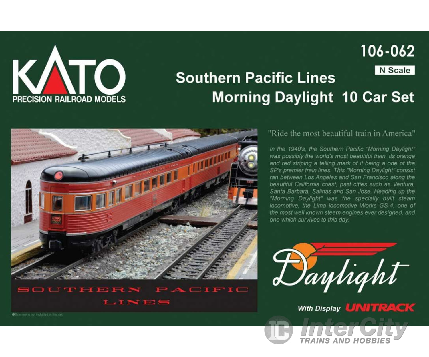 Kato N 106063 Morning Daylight Streamlined 10-Car Set - Ready To Run -- Southern Pacific (1940