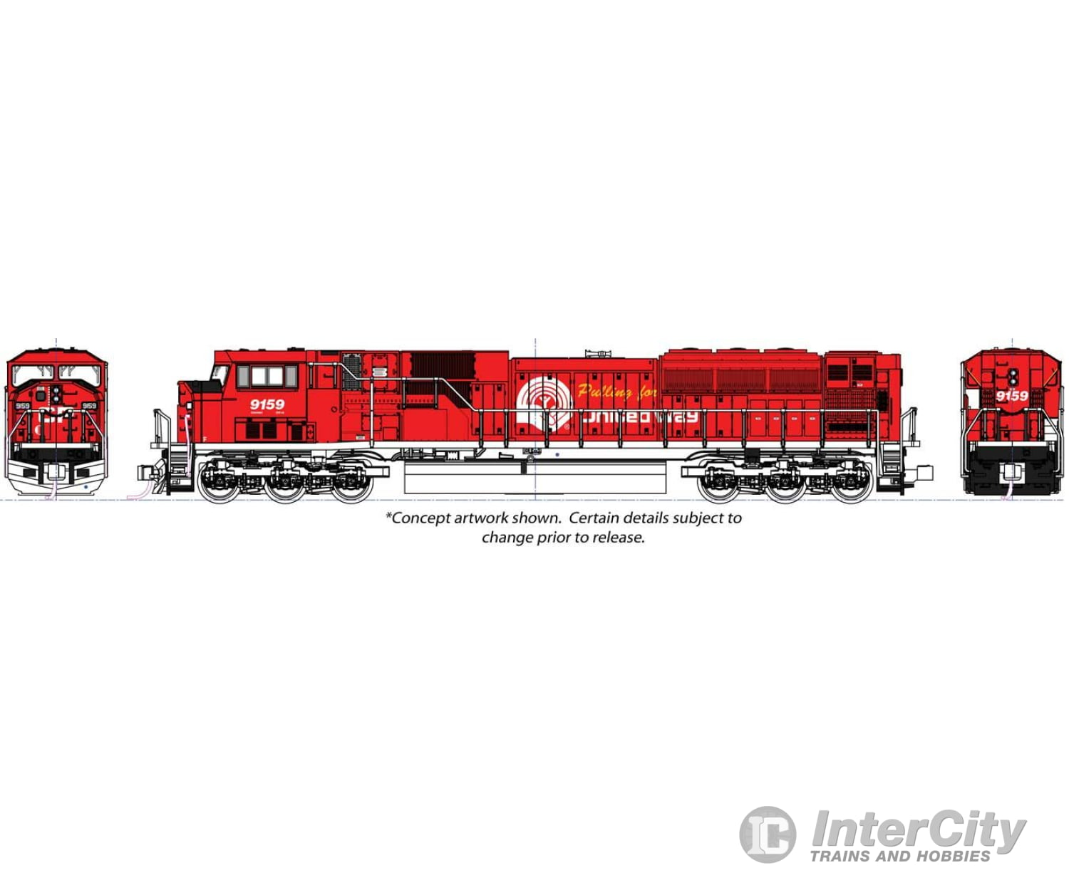 Kato N 1765628 Emd Sd90/43Mac - Standard Dc -- Canadian Pacific #9159 (United Way Commemorative Red