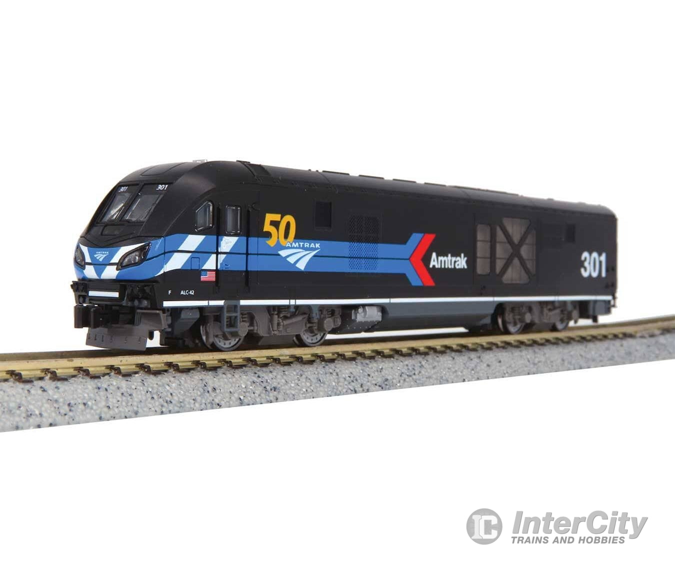 Kato N 1766050 Siemens ALC-42 Charger - Standard DC - Amtrak #301 (Day One Scheme 50th Anniversary; black blue red