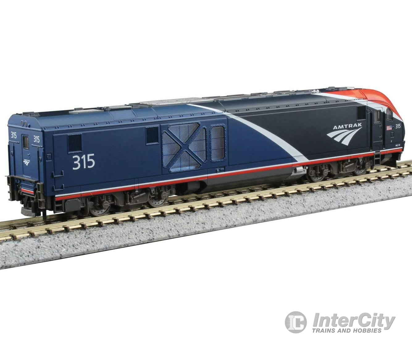 Kato N 1766055 Siemens ALC-42 Charger - Standard DC - Amtrak #314 (Phase VII Two-Tone Blue white red) Locomotives