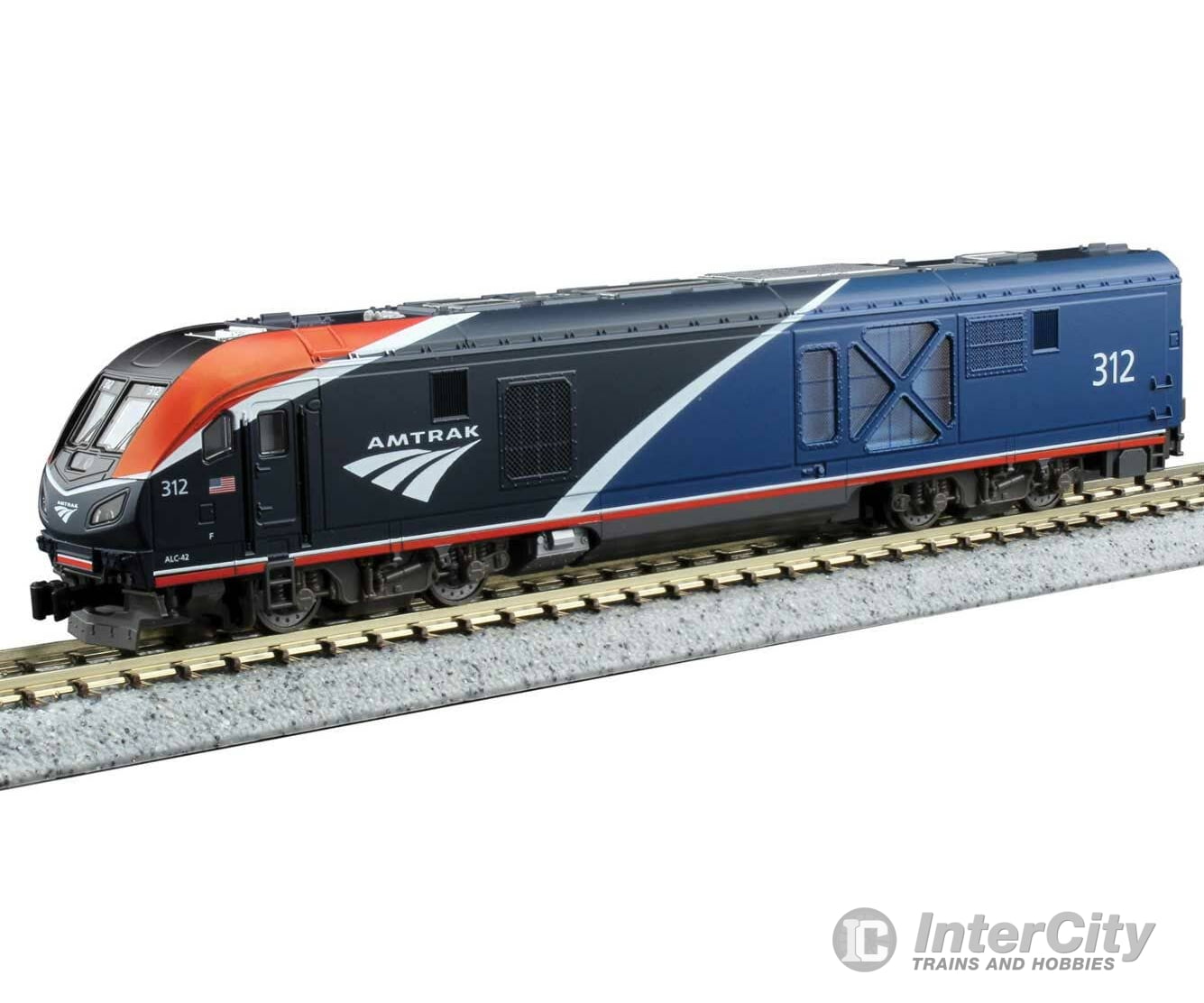 Kato N 1766055 Siemens ALC-42 Charger - Standard DC - Amtrak #314 (Phase VII Two-Tone Blue white red) Locomotives
