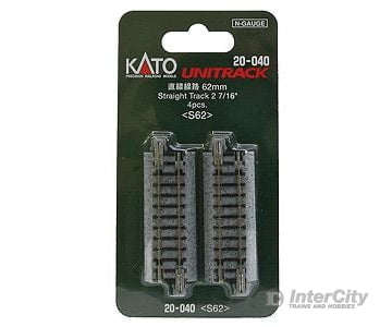 Kato N 20040 Straight Roadbed Track Section - Unitrack -- 2-7/16" 62mm pkg(4) - Default Title (IC-381-20040)