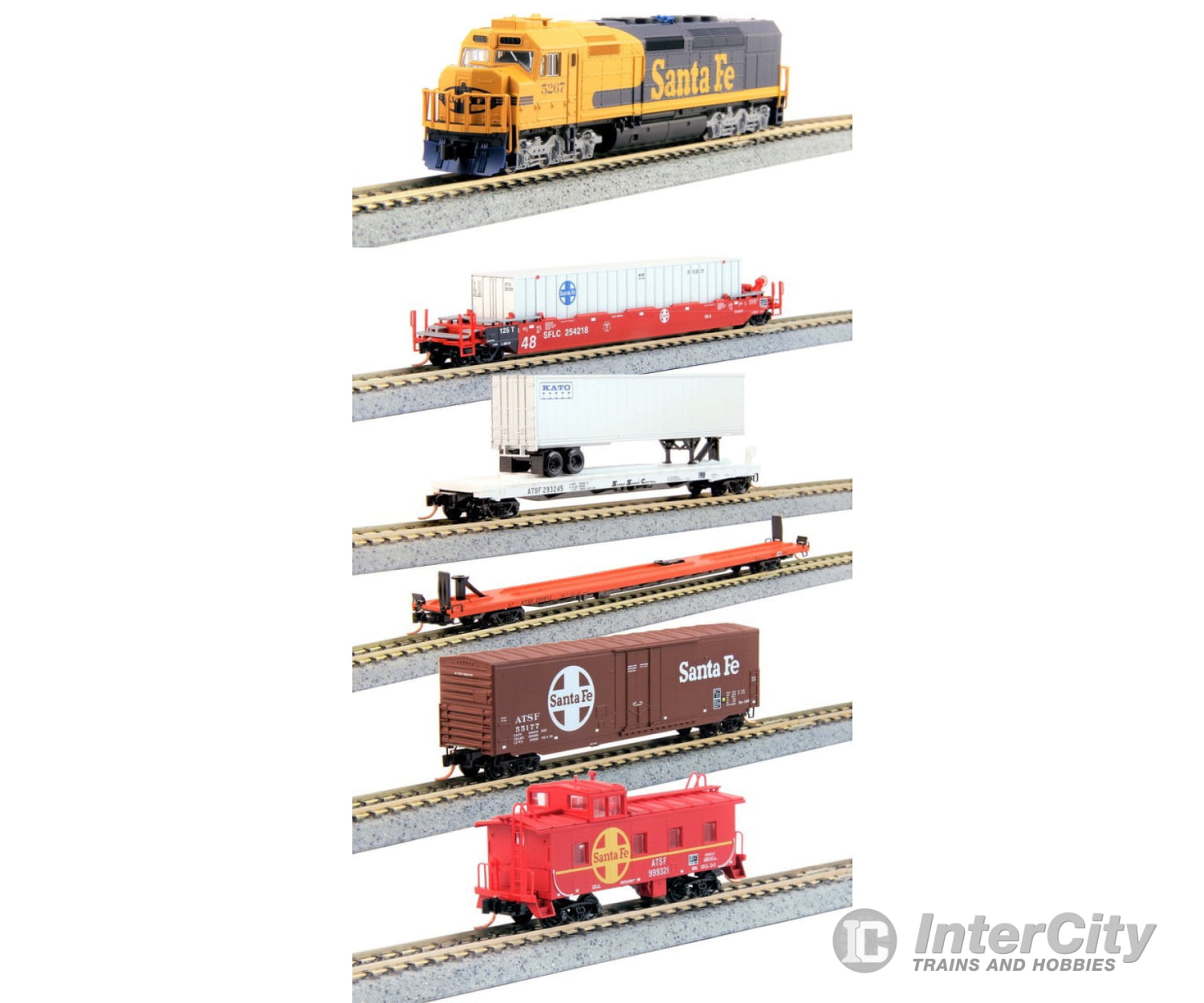 Kato N KMT-001 Santa Fe EMD SDP40F Locomotive with MicroTrains Freight Car Set Locomotives