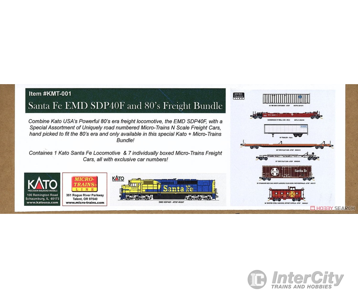 Kato N KMT-001 Santa Fe EMD SDP40F Locomotive with MicroTrains Freight Car Set Locomotives
