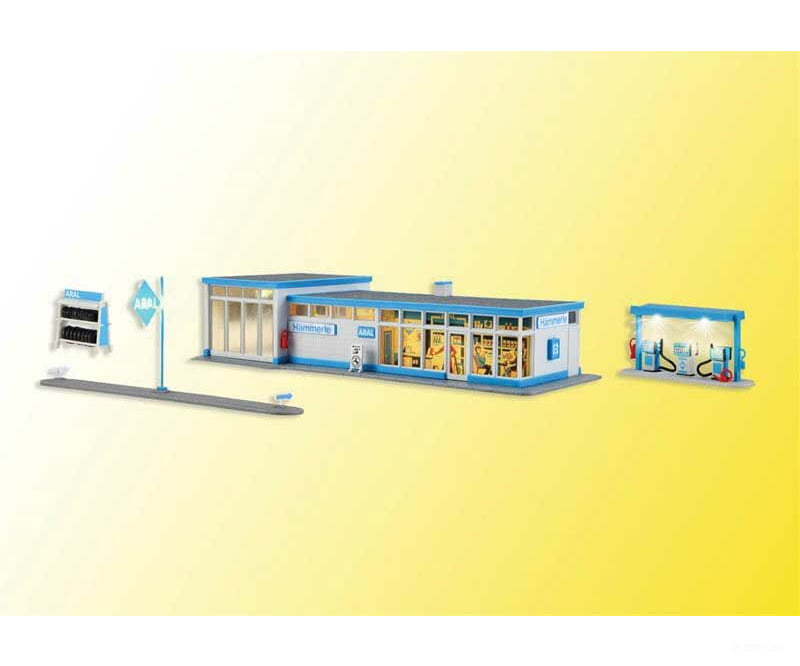 Kibri Ho 38544 Aral Gas Station With Led Light -- Kit - 7-11/16 X 3-1/2 1-3/4 19.5 9 4.5Cm