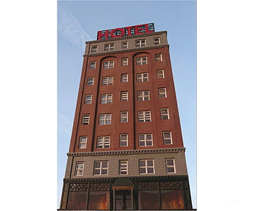 Laser-Art HO 201 Trackside Hotel Backdrop - Laser-Art - Kit - 5-3/4 x 2-3/4 x 13’’ 14.6 x 7 x 33cm - Structures