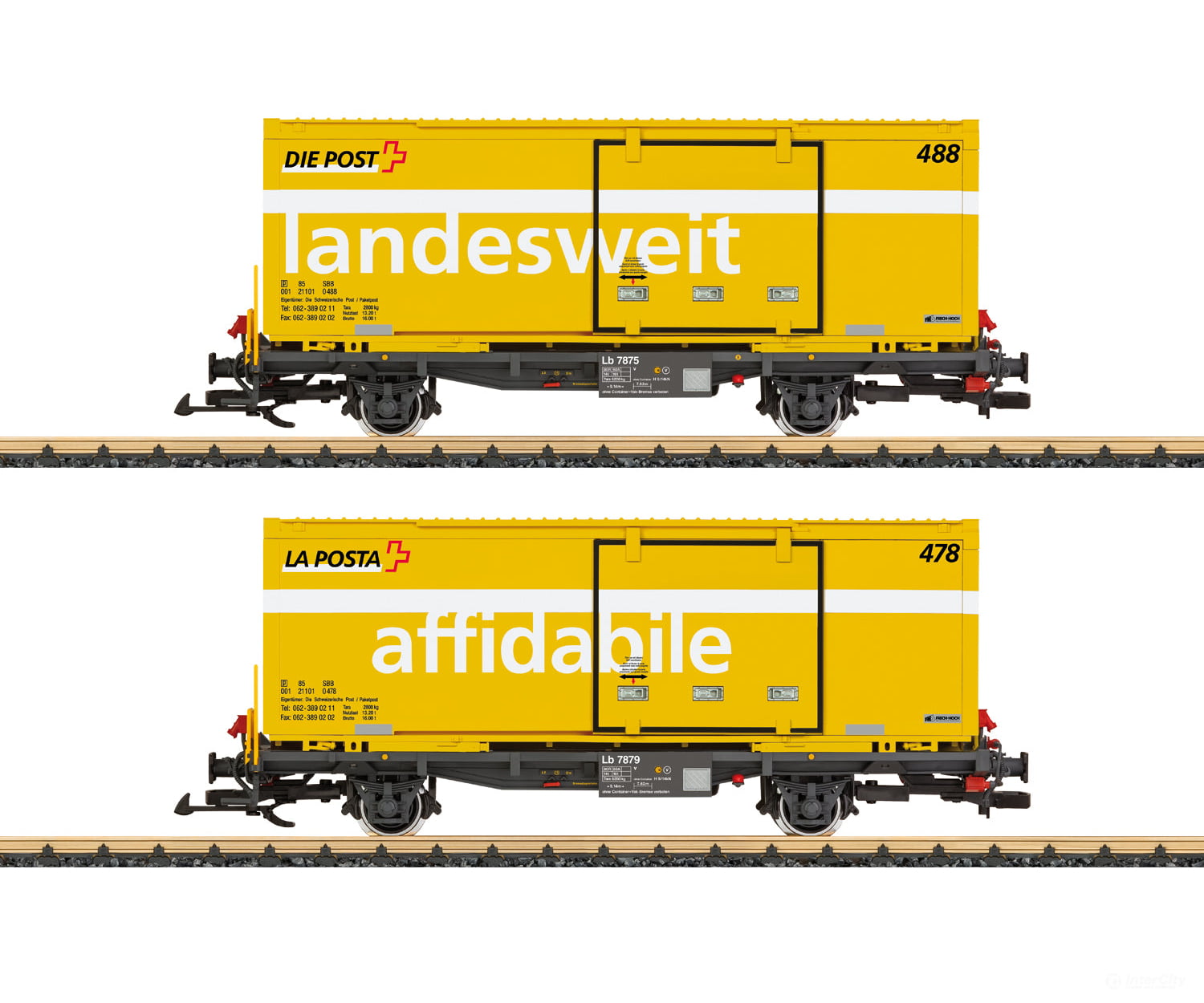 LGB 45886 G RhB Post Container Car Set - European Freight Cars