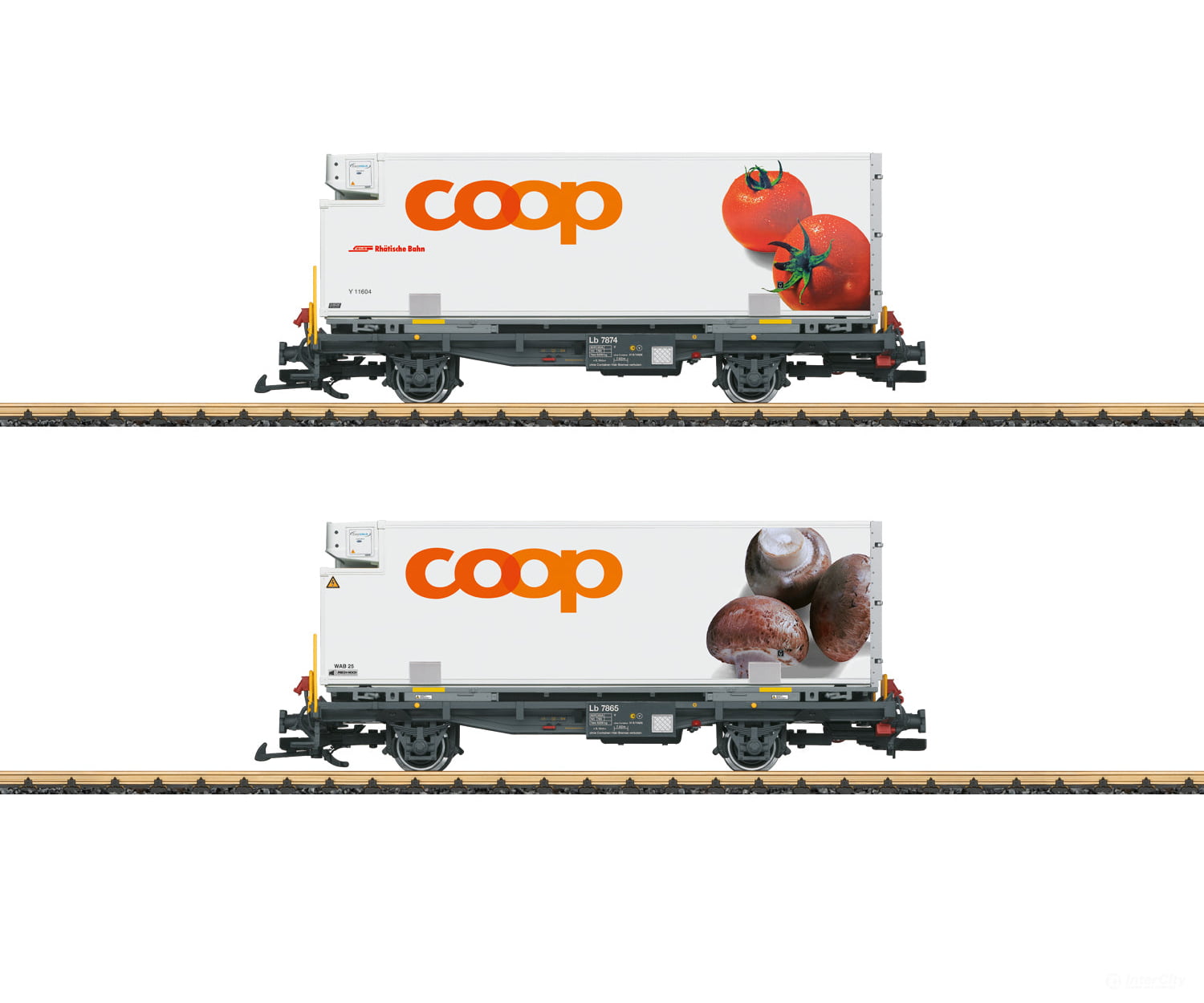 Lgb 45888 G Rhb ’Coop®’ Container Transport Car Set European Freight Cars