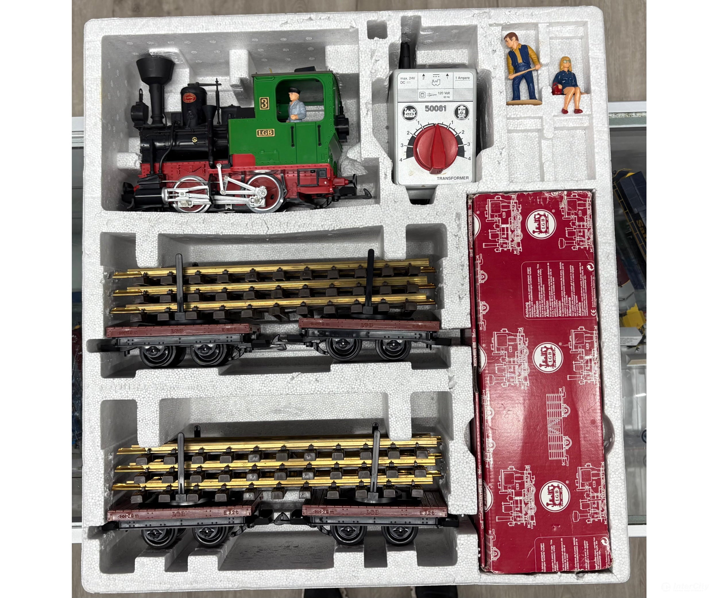 LGB 73968 G 30 Year Anniversary Starter Set with Loco Log Cars Track and Transformer - Starter & Train Sets
