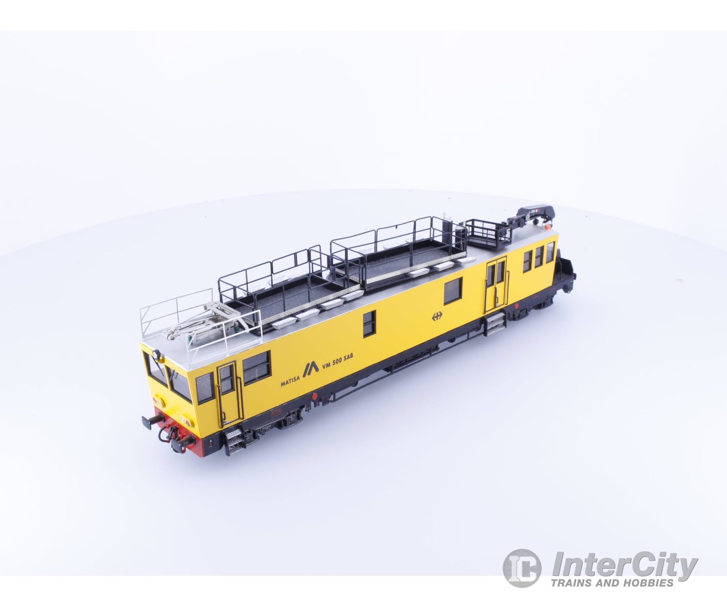 Linea Model VM500SAB HO SBB-CFF-FFS Maintenance vehicle yellow service livery slanted logo Matisa VM500SAB DCC European