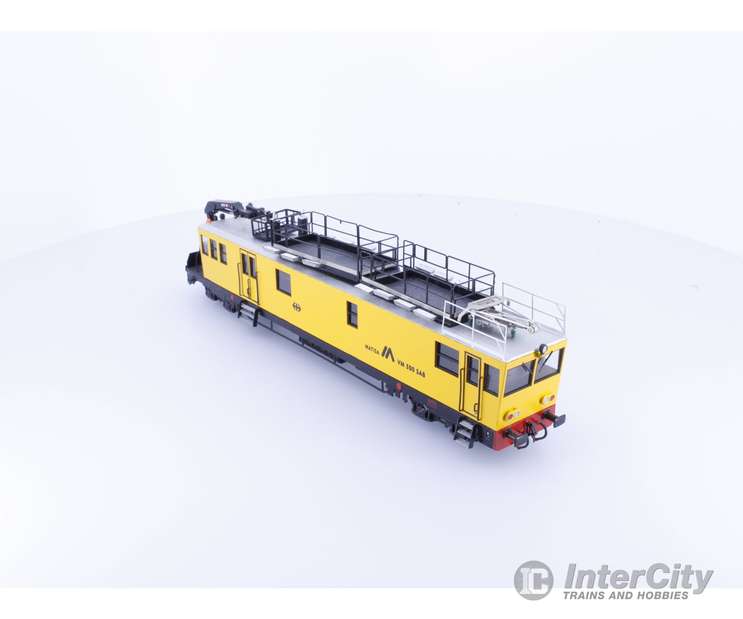 Linea Model VM500SAB HO SBB-CFF-FFS Maintenance vehicle yellow service livery slanted logo Matisa VM500SAB DCC European