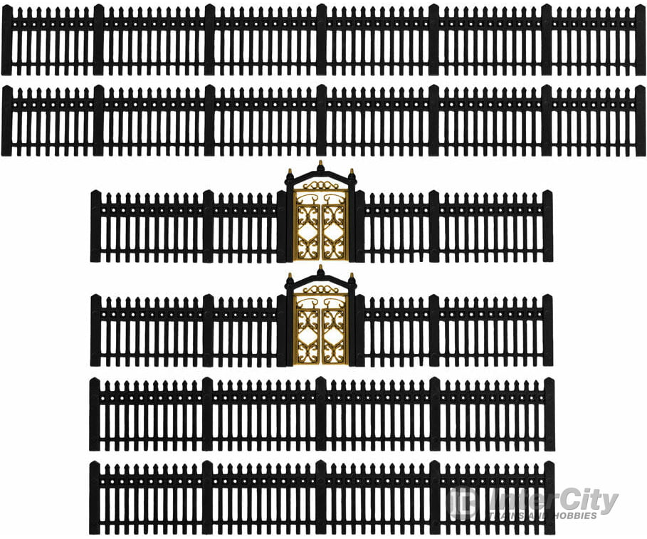 Lionel Trains Ho 2057140 Iron Fence With Gate -- 50’ 124Cm (Black) Scenery Details