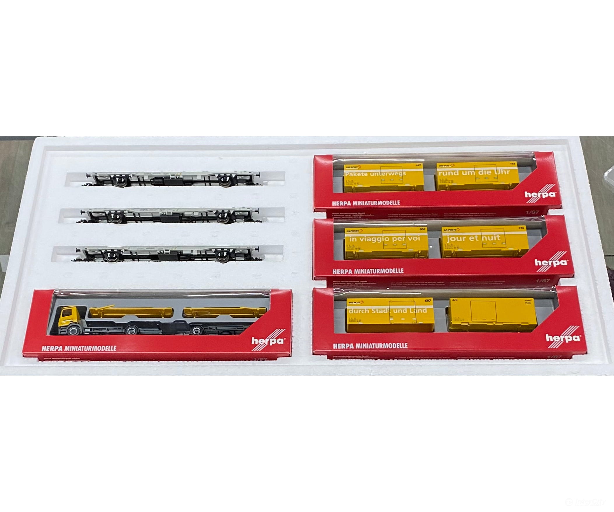 Marklin 151092 HO SBB-CFF-FFS Schweizer Post 3 Containerwagen mit Beladung NEU/OVP 4285 European Freight Cars