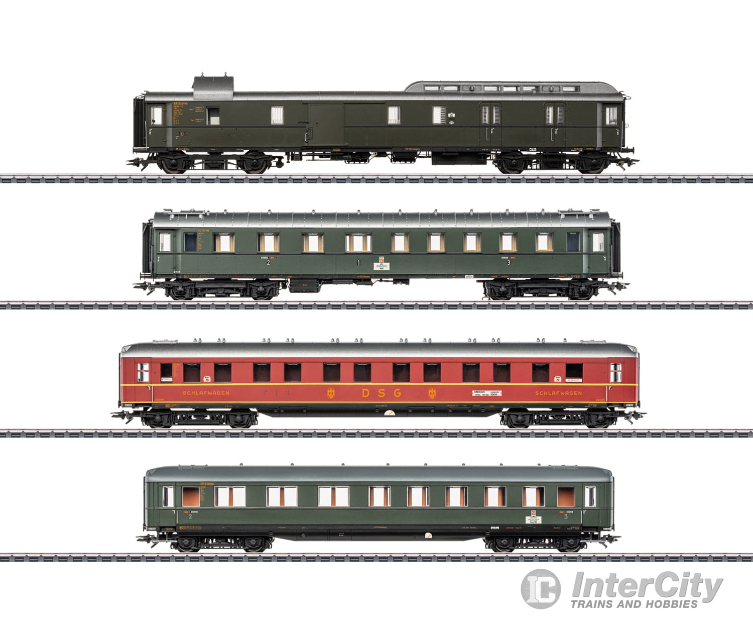 Marklin 42491 HO DB Express Train Passenger Car Set 1 for the ’D 74’’ European Passenger Cars